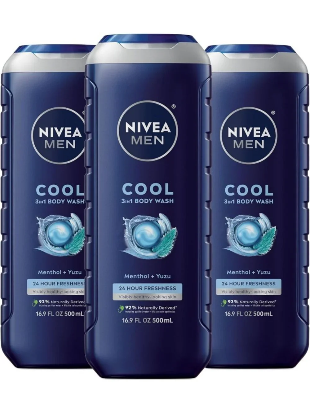 Cooling 3-in-1 Body Wash for Men with Menthol, Multipack, Refreshing Clean, 3 x